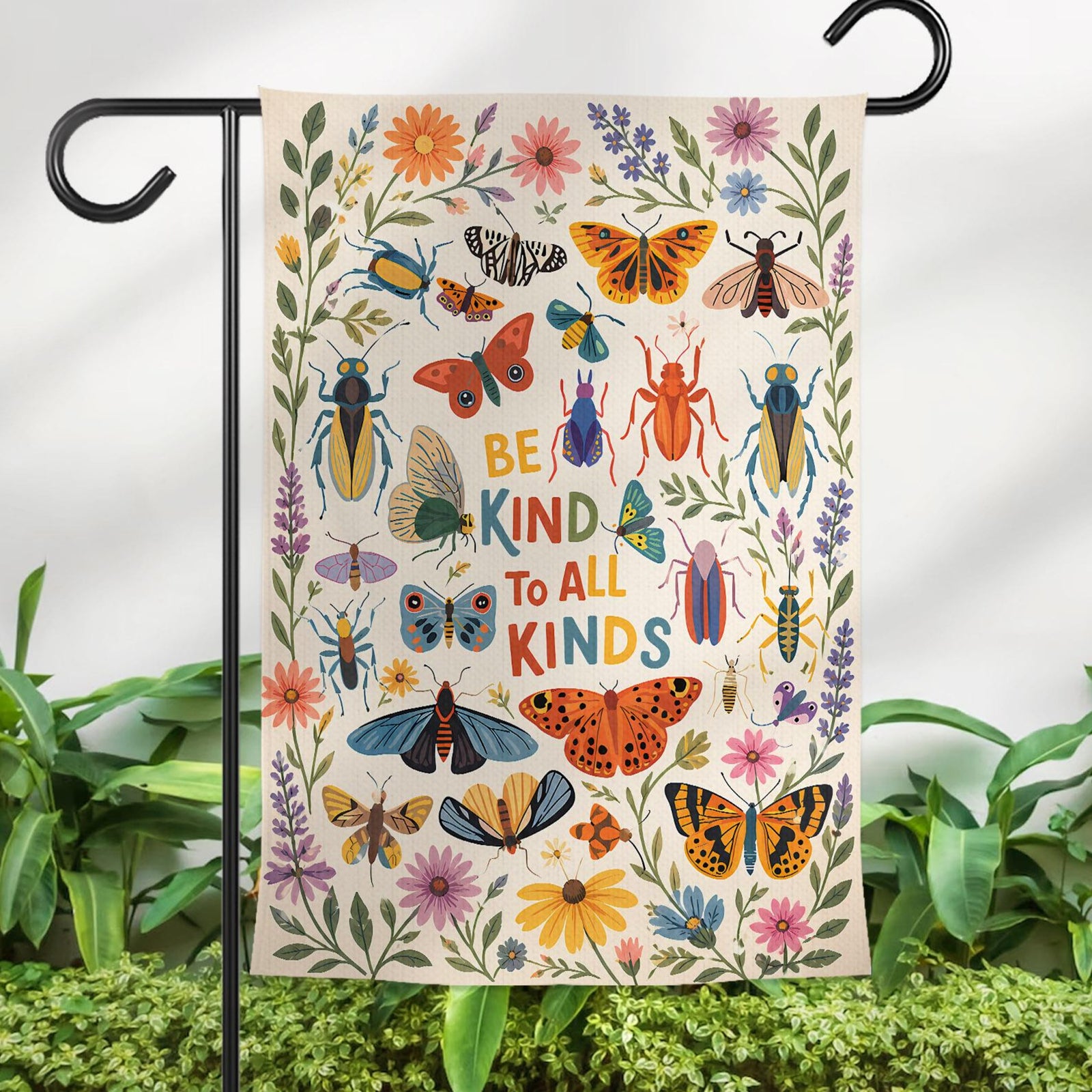 Be Kind To All Kinds Garden Flag Colorful Insects Butterfly Floral Yard Decor Nature Lover Outdoor Banner Kindness Quote Welcome Sign 1781077258569.jpg