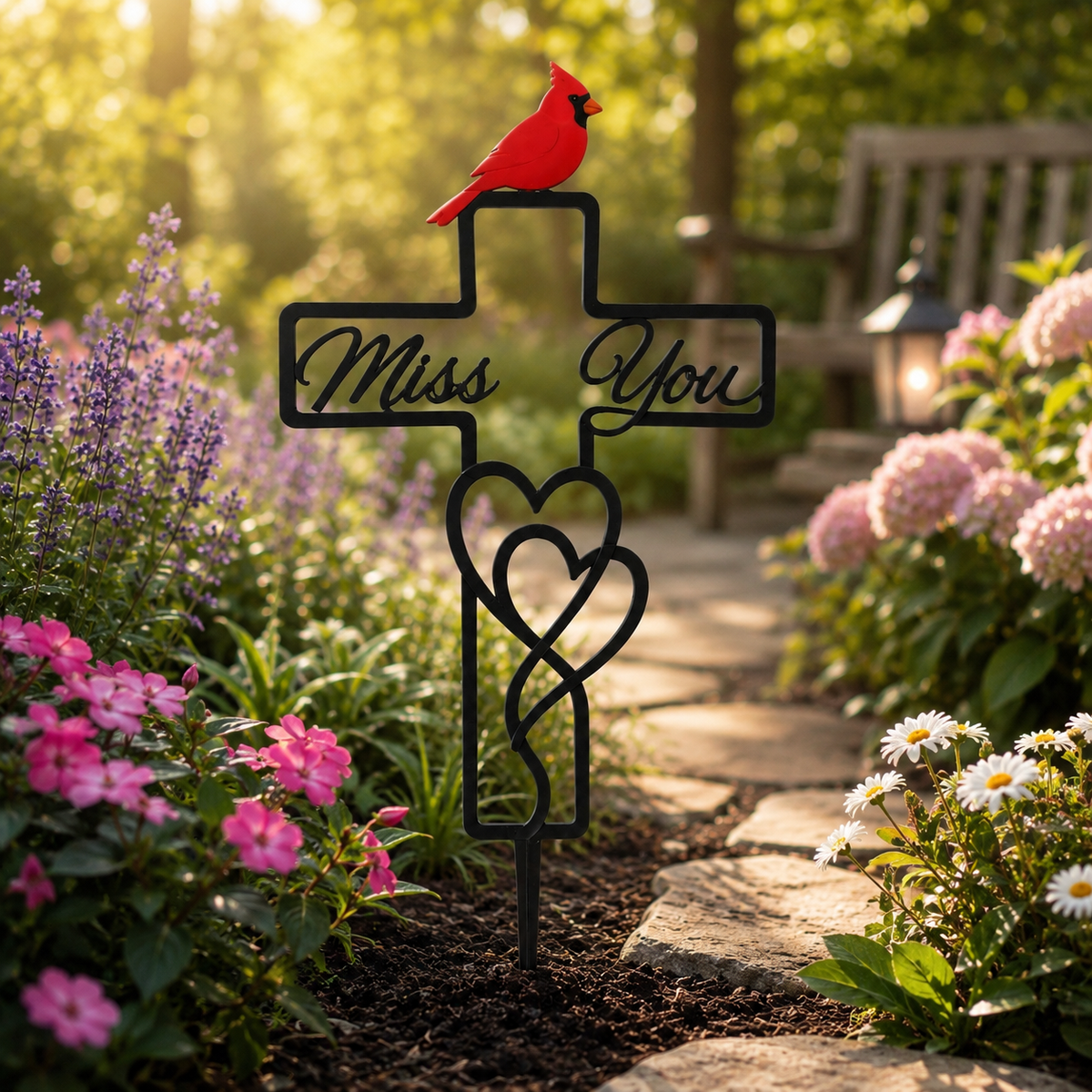 Memorial Garden Cross Stake Miss You Cardinal Decor Sympathy Grave Marker Remembrance Garden Sign Loss Of Loved One Gift 1781079652466.png
