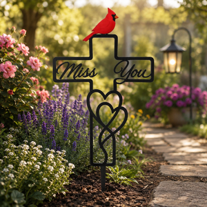Memorial Garden Cross Stake Miss You Cardinal Decor Sympathy Grave Marker Remembrance Garden Sign Loss Of Loved One Gift 1781079652927.png