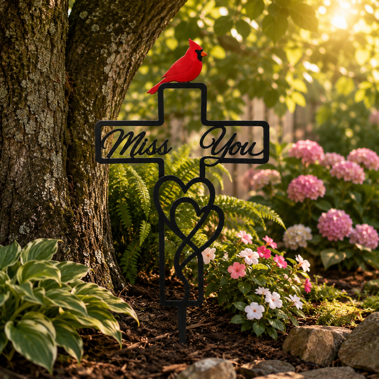 Memorial Garden Cross Stake Miss You Cardinal Decor Sympathy Grave Marker Remembrance Garden Sign Loss Of Loved One Gift 1781079653057.png