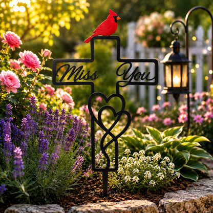 Memorial Garden Cross Stake Miss You Cardinal Decor Sympathy Grave Marker Remembrance Garden Sign Loss Of Loved One Gift 1781079653234.png