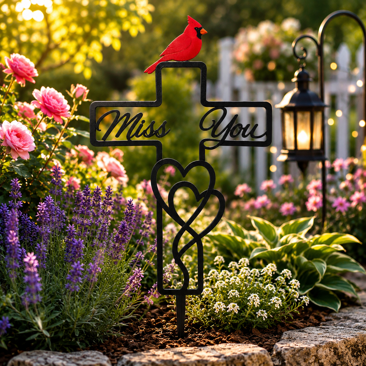 Memorial Garden Cross Stake Miss You Cardinal Decor Sympathy Grave Marker Remembrance Garden Sign Loss Of Loved One Gift 1781079653234.png