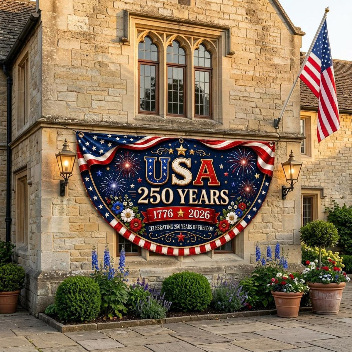 Usa 250th Anniversary Banner America 250 Years Fan Flag 1776 2026 Patriotic Porch Decor Fourth Of July Fence Banner 1781165094226.jpg