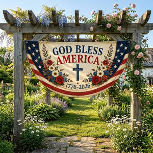 God Bless America Patriotic Banner Christian America 250 Decor 1776 2026 Front Porch Bunting Independence Day Decor 1781165172404.jpg