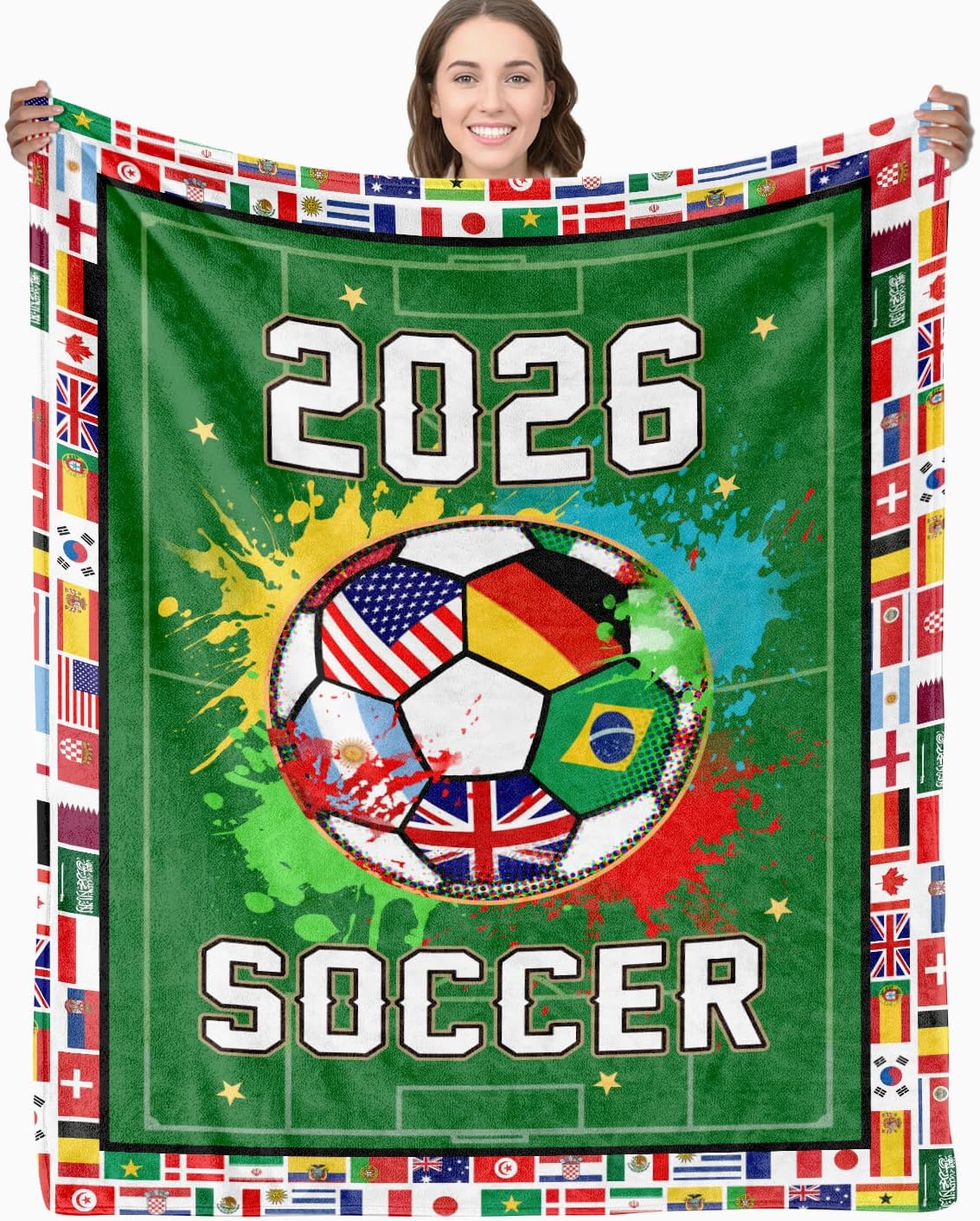 World Soccer 2026 Throw Blanket Soccer Season Game Day Blanket For Boys Soft Flannel Football Fan Blanket For Couch Bed 2026 World Cup Decor Gift For Men Women Kids 1781231735764.jpg