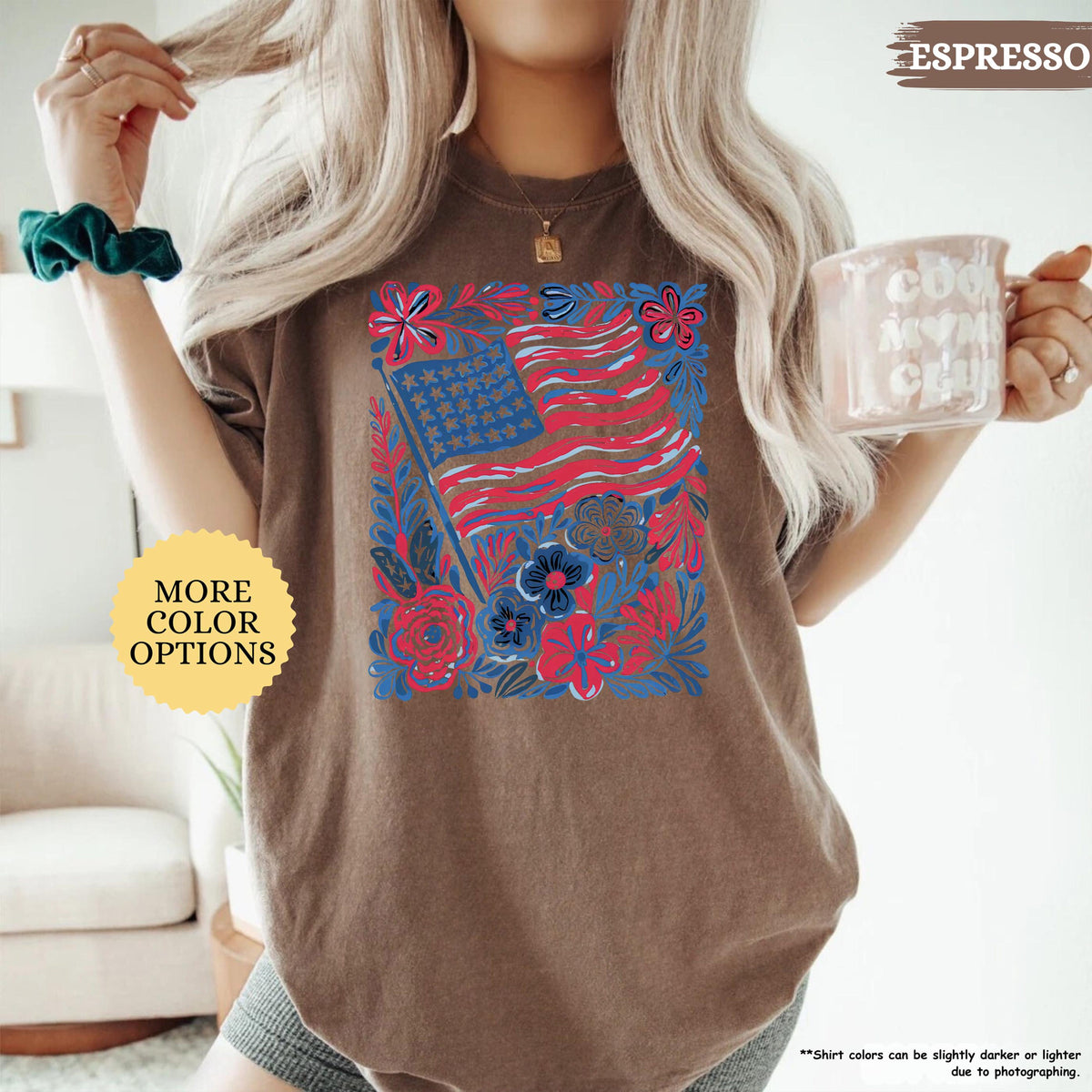 Comfort Colors Floral American Flag Shirt Patriotic Women Tee Red White And Blue Flowers Tshirt Girly Usa Shirt 250th Anniversary Gift 1781235304005.jpg