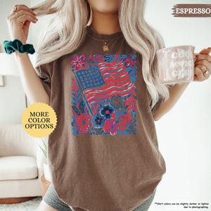 Comfort Colors Floral American Flag Shirt Patriotic Women Tee Red White And Blue Flowers Tshirt Girly Usa Shirt 250th Anniversary Gift 1781235304005.jpg