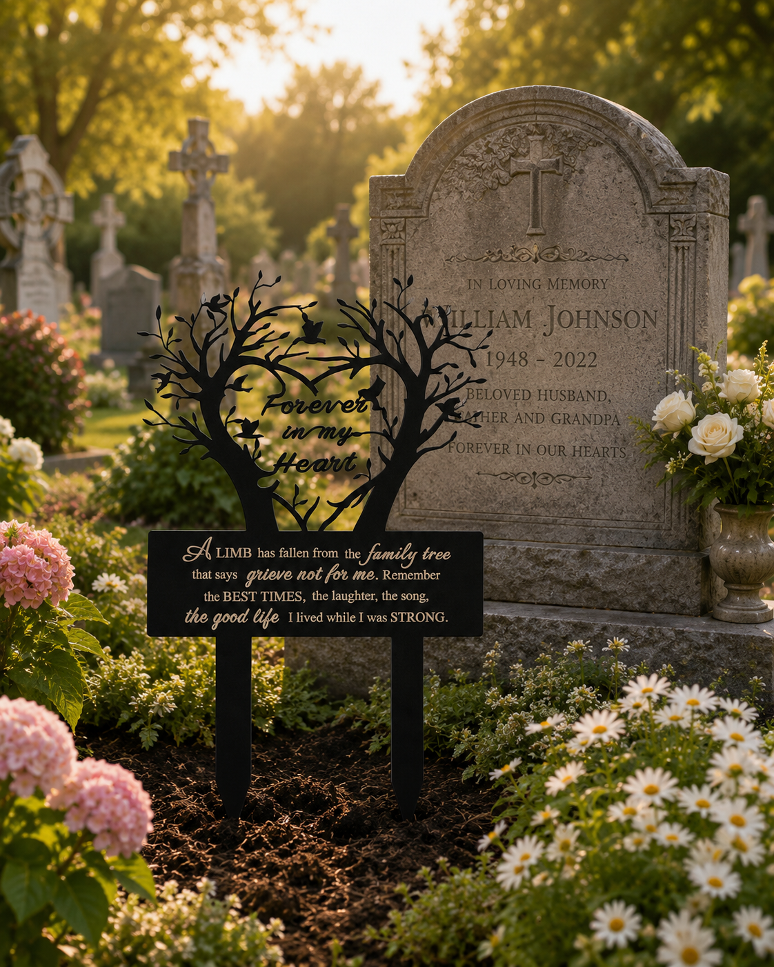 Garden Stake Graves Cemetery Decorations Metal Memorial Grave Markers Family Tree Graveyard Commemorative Plaque For Dad Mom Remembrance Plaque Stake Sympathy Graveside Decor Sign For Outdoor 1781237136898.png