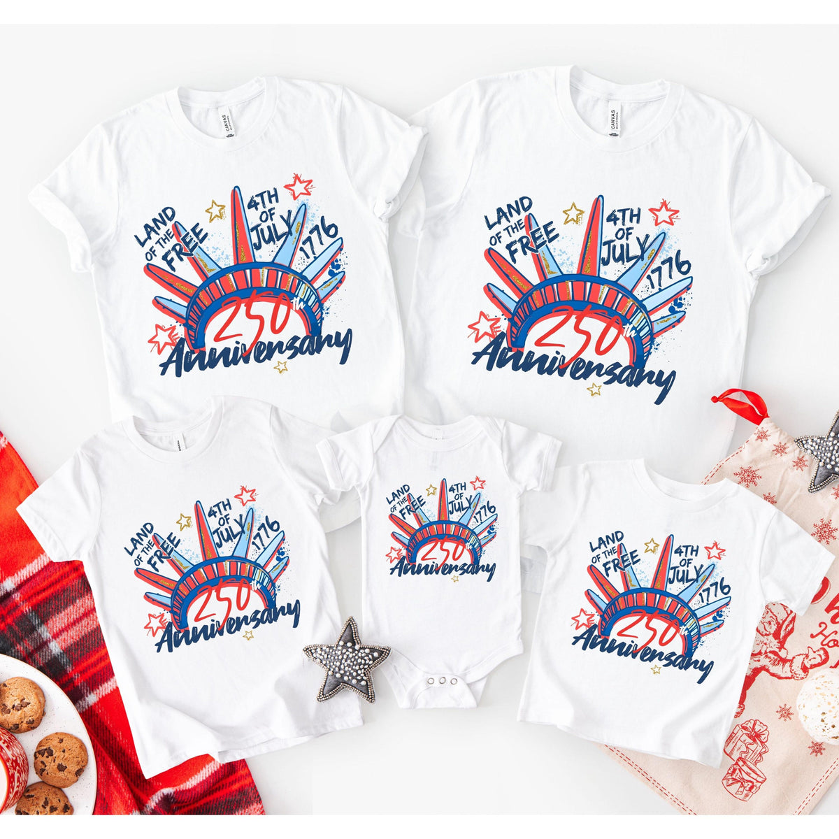 Family Matching 4th Of July Shirts Usa 250th Anniversary Shirts Land Of The Free Tee Patriotic Family Outfits Red White Blue Family Set 1781238798464.jpg