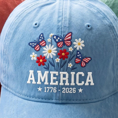 Embroidered Floral America Hat 250th Anniversary 1776 2026 Patriotic Cap 4th Of July Gift 1781497580226.jpg