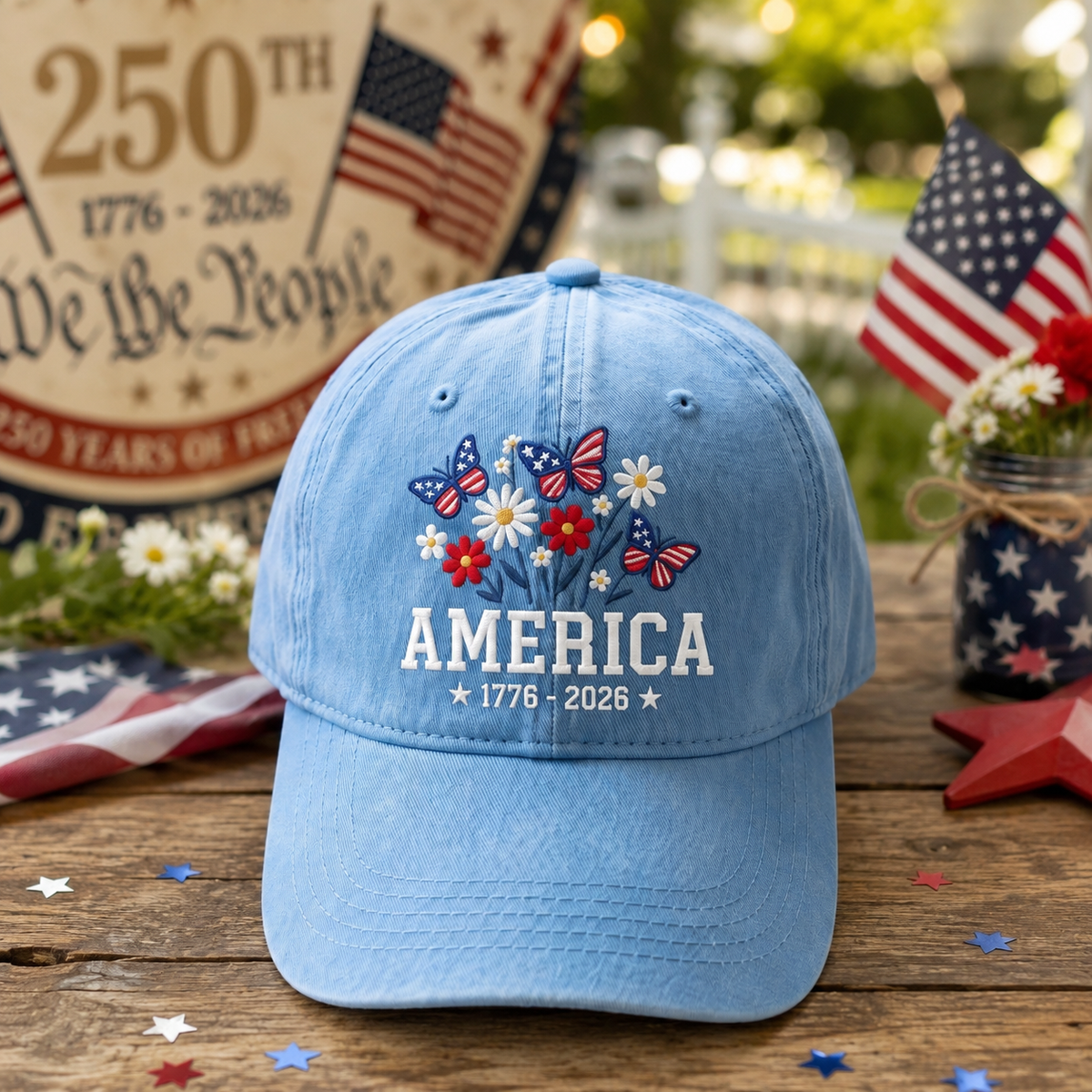 Embroidered Floral America Hat 250th Anniversary 1776 2026 Patriotic Cap 4th Of July Gift 1781497581012.png