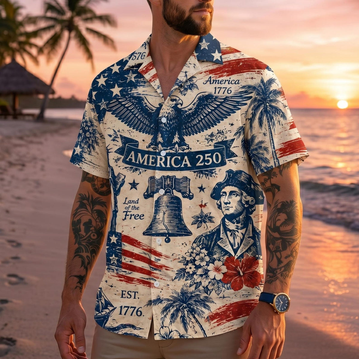 America 250 Hawaiian Shirt 1776 2026 Patriotic Button Down Shirt Vintage Usa Independence Day Shirt 1781509507565.jpg