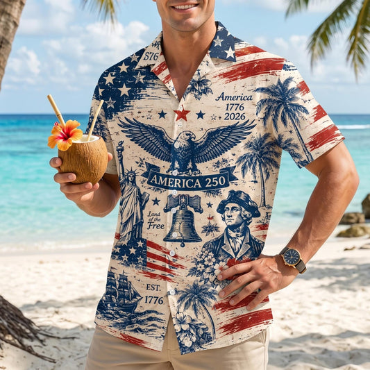 America 250 Hawaiian Shirt 1776 2026 Patriotic Button Down Shirt Vintage Usa Independence Day Shirt 1781509508168.jpg