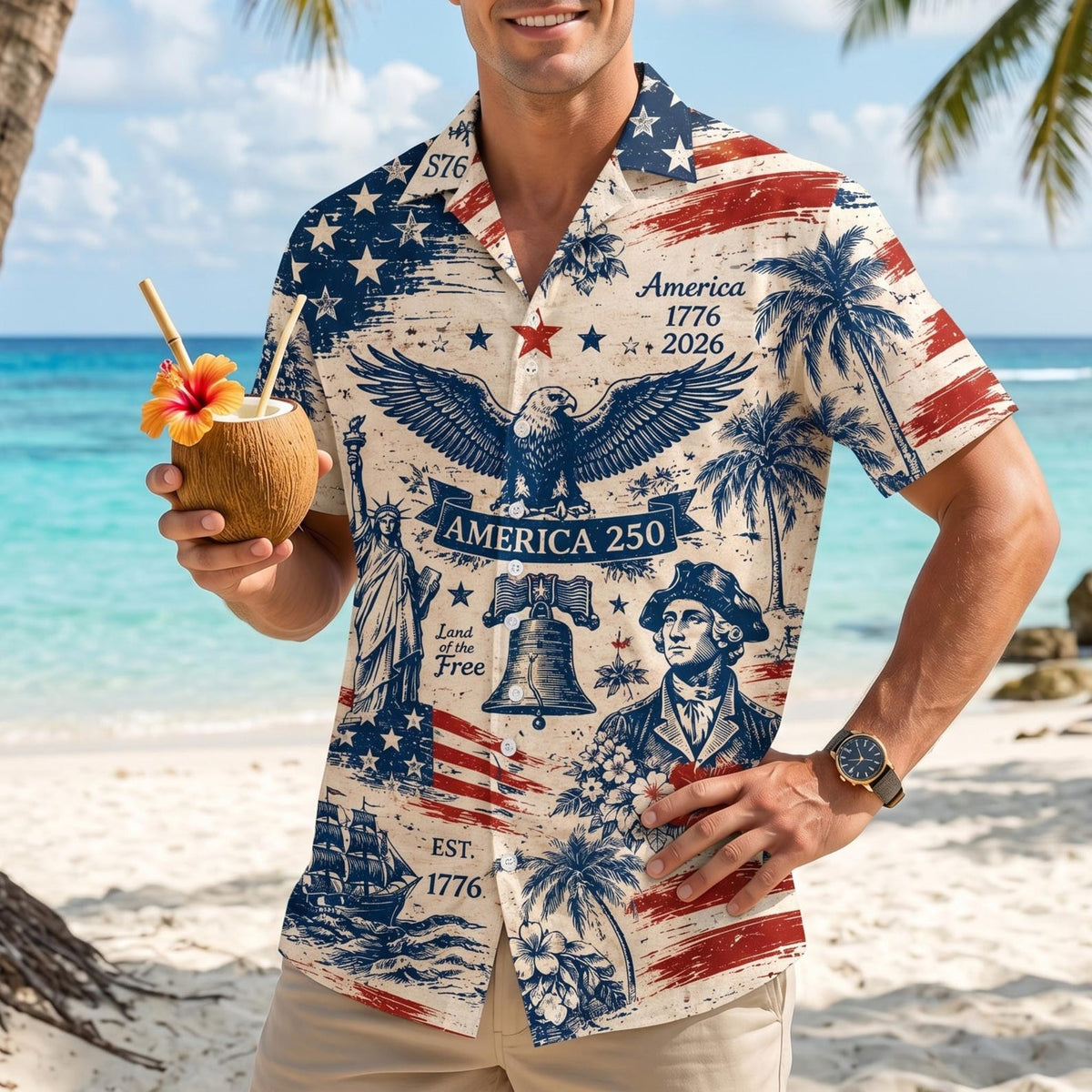America 250 Hawaiian Shirt 1776 2026 Patriotic Button Down Shirt Vintage Usa Independence Day Shirt 1781509508168.jpg