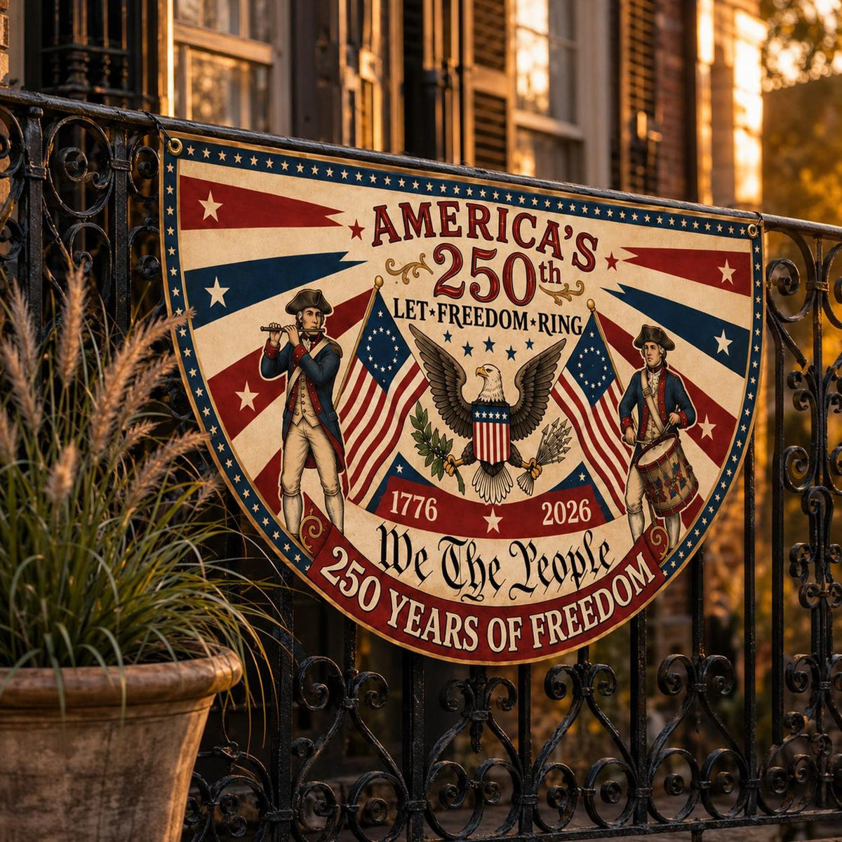 Usa 250th Anniversary Patriotic Semi Circle Flag America 1776 2026 Freedom Porch Decor Independence Day Banner 1781509878067.jpg