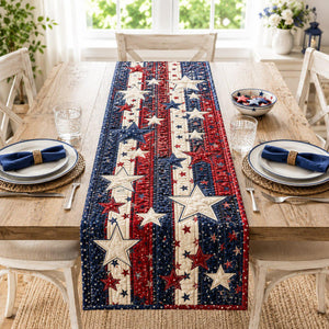 Patriotic Star Table Runner Red White Blue Quilted Runner Americana Farmhouse Decor Usa Holiday Table Centerpiece 1781510805466.jpg