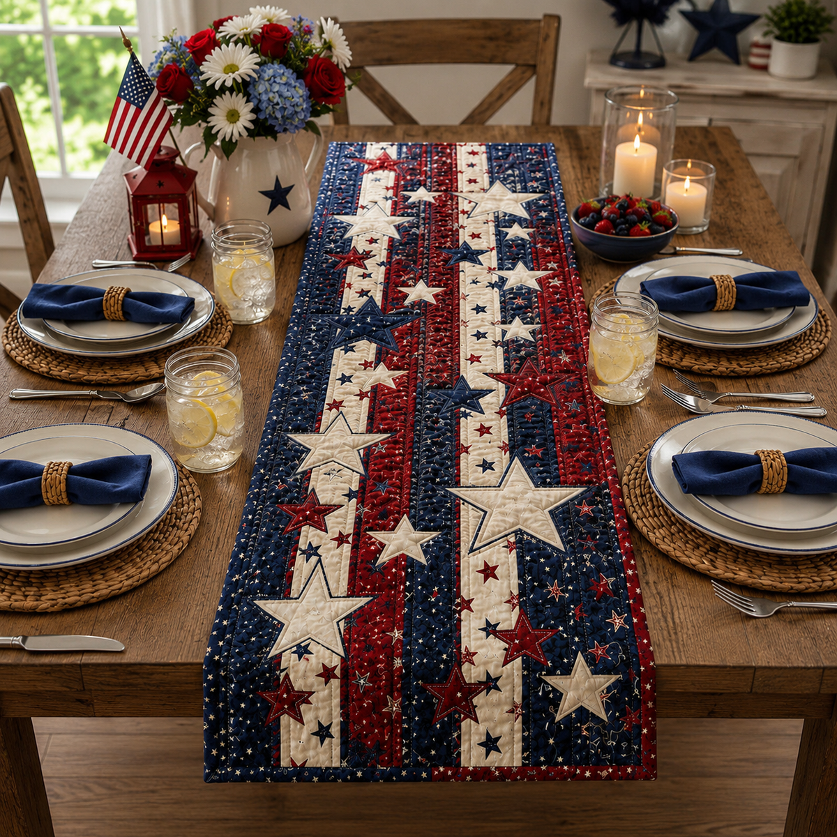 Patriotic Star Table Runner Red White Blue Quilted Runner Americana Farmhouse Decor Usa Holiday Table Centerpiece 1781510805620.png