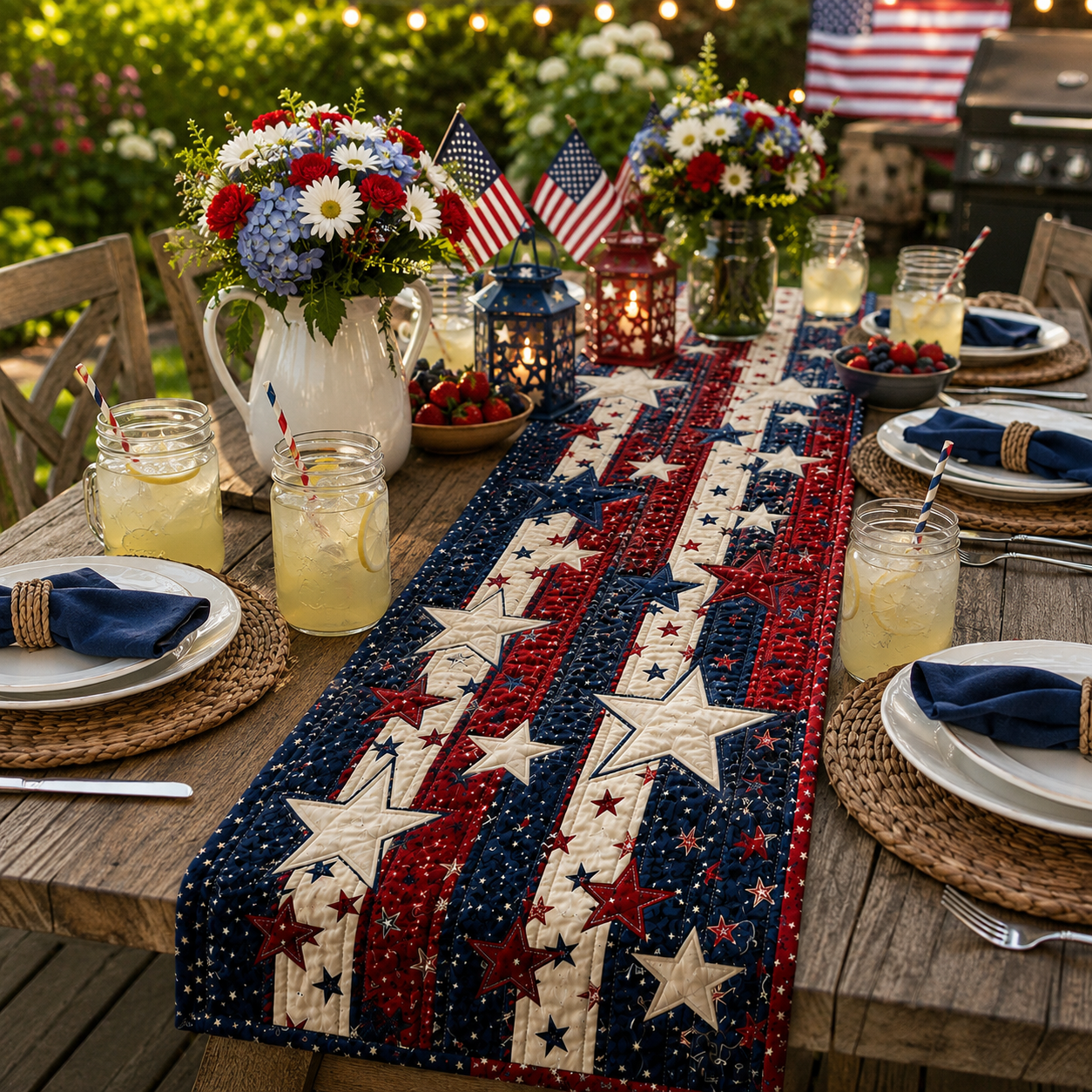 Patriotic Star Table Runner Red White Blue Quilted Runner Americana Farmhouse Decor Usa Holiday Table Centerpiece 1781510805684.png