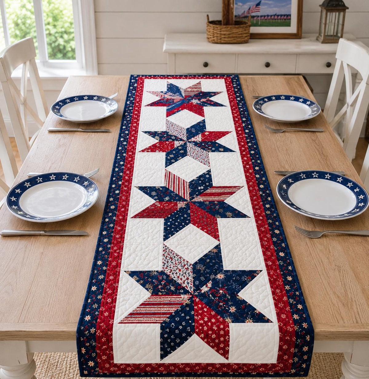 Patriotic Usa Table Runner Americana Star Table Runner Red White Blue Farmhouse Decor 4th Of July Table Decor American Flag Runner 1781511856951.jpg