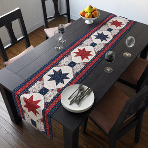 Patriotic Table Runner Red White Blue Quilt Runner Americana Star Table Decor 4th Of July Dining Decor 1781512201709.jpg