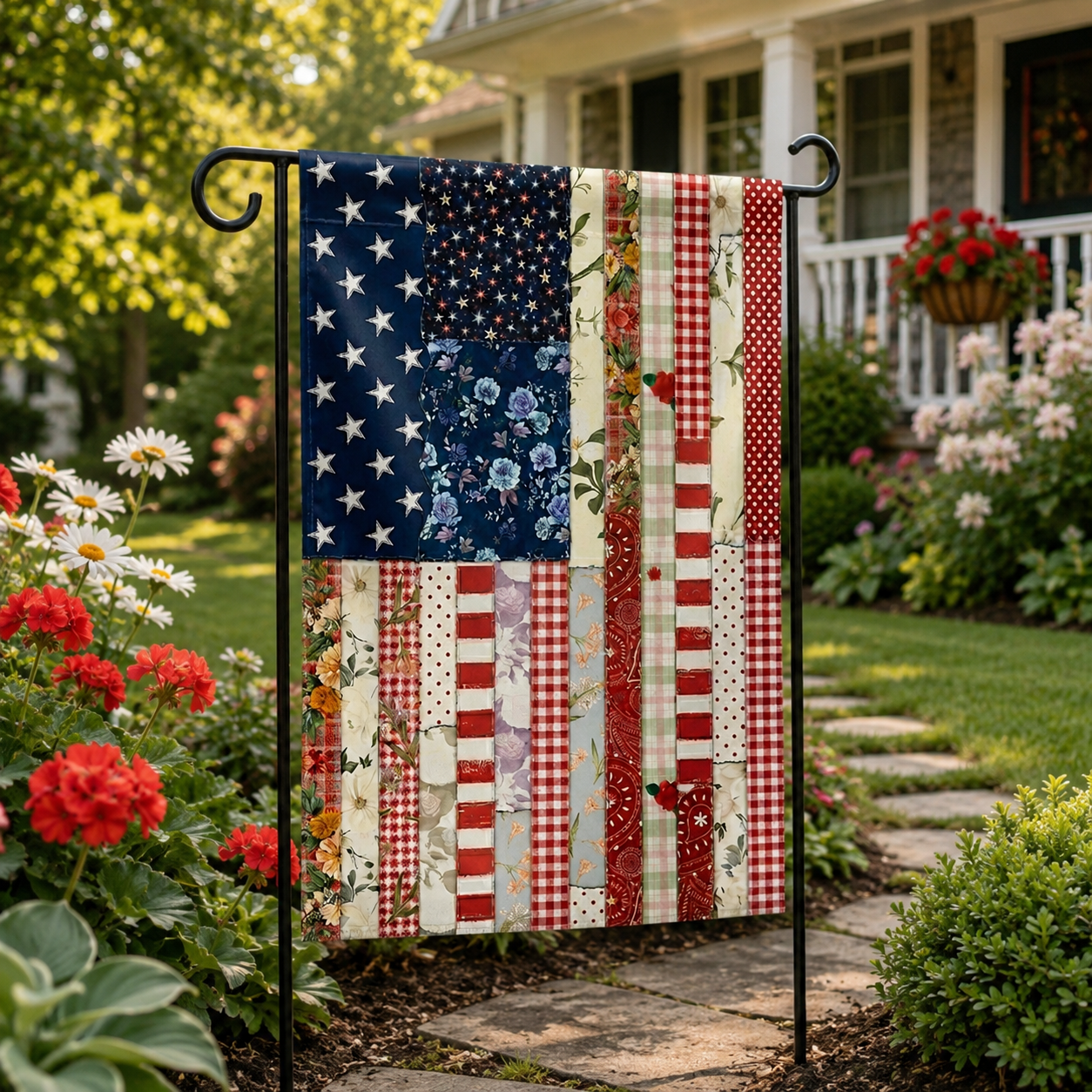 Patchwork American Flag Garden Flag Patriotic Yard Decor Patriotic Floral Garden Flag Rustic Fourth Of July Decor Vintage Outdoor Flag 1781576663445.png