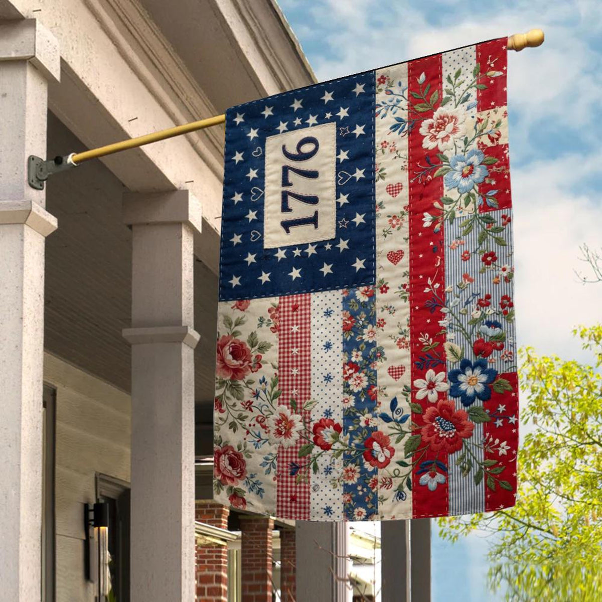 Floral Faux Patchwork American Flag 1776 Garden Flag Patriotic Floral Usa Flag 4th Of July Decor Rustic Independence Day Yard Flag 1781576920327.jpg