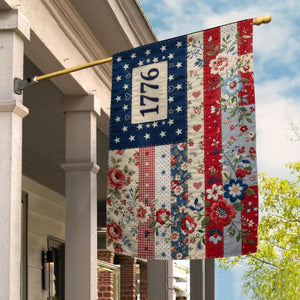 Floral Faux Patchwork American Flag 1776 Garden Flag Patriotic Floral Usa Flag 4th Of July Decor Rustic Independence Day Yard Flag 1781576920327.jpg