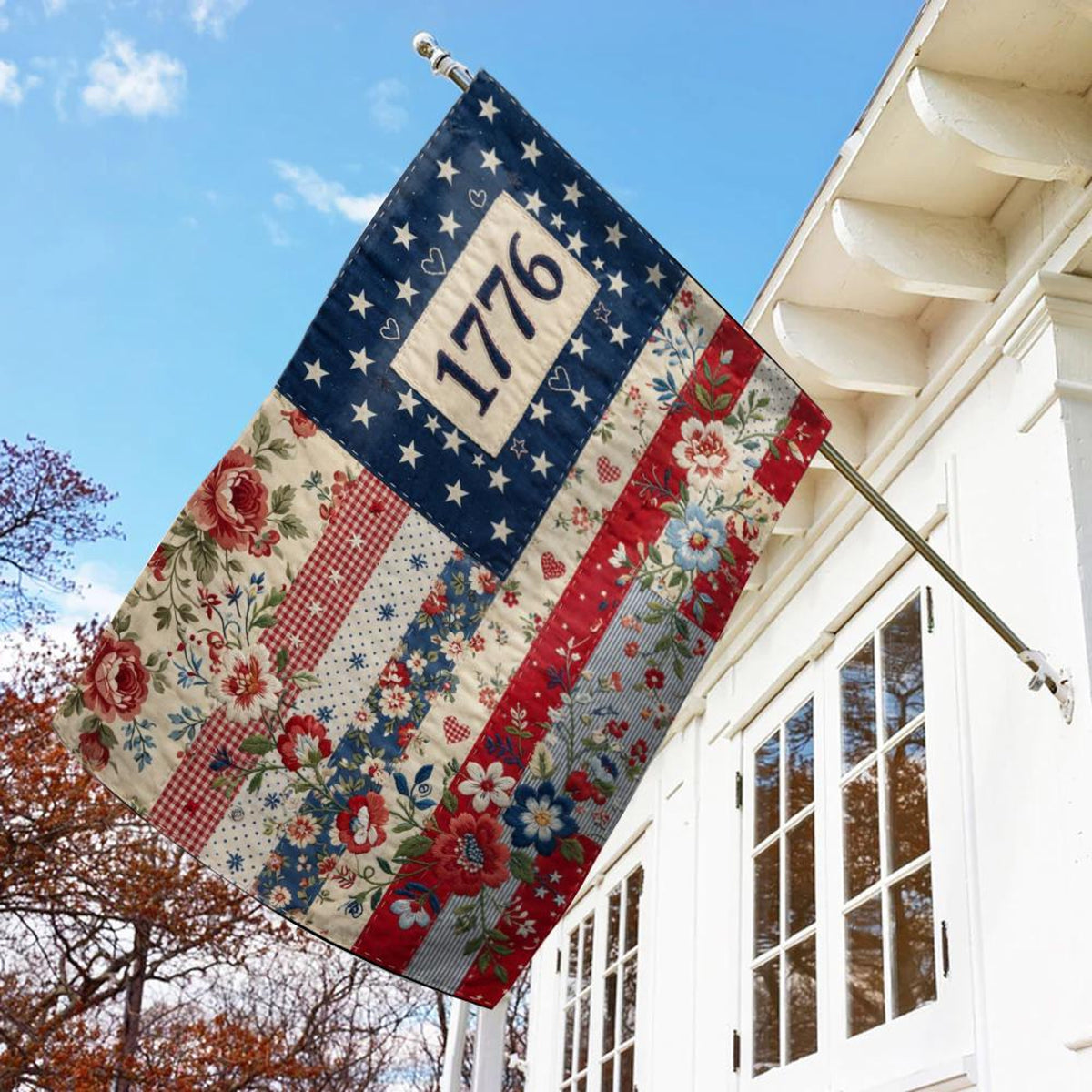 Floral Faux Patchwork American Flag 1776 Garden Flag Patriotic Floral Usa Flag 4th Of July Decor Rustic Independence Day Yard Flag 1781576920431.jpg