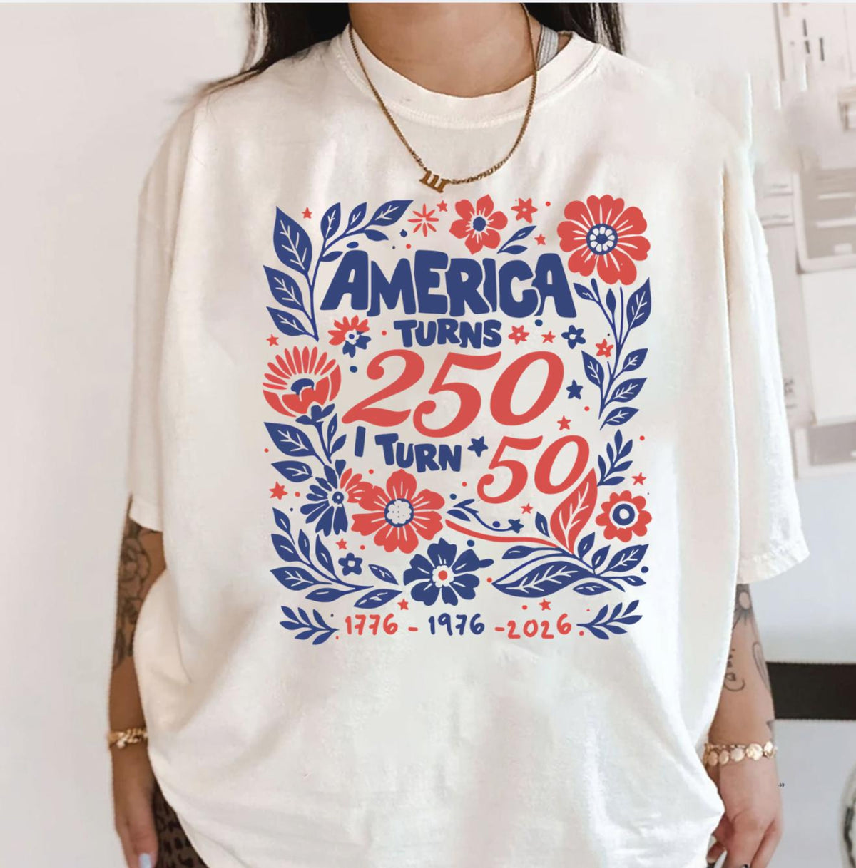 America Turns 250 I Turn 50 Shirt 1976 Birthday Tee 50th Birthday 2026 Shirt Born In 1976 Gift Patriotic 50th Birthday America 250 1781580173416.jpg