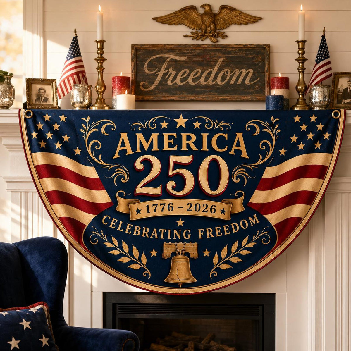 America 250th Anniversary Banner Patriotic Porch Decor Semicircle Bunting Flag Fourth Of July Outdoor Decor Usa 1776 2026 Banner 1781595477462.jpg