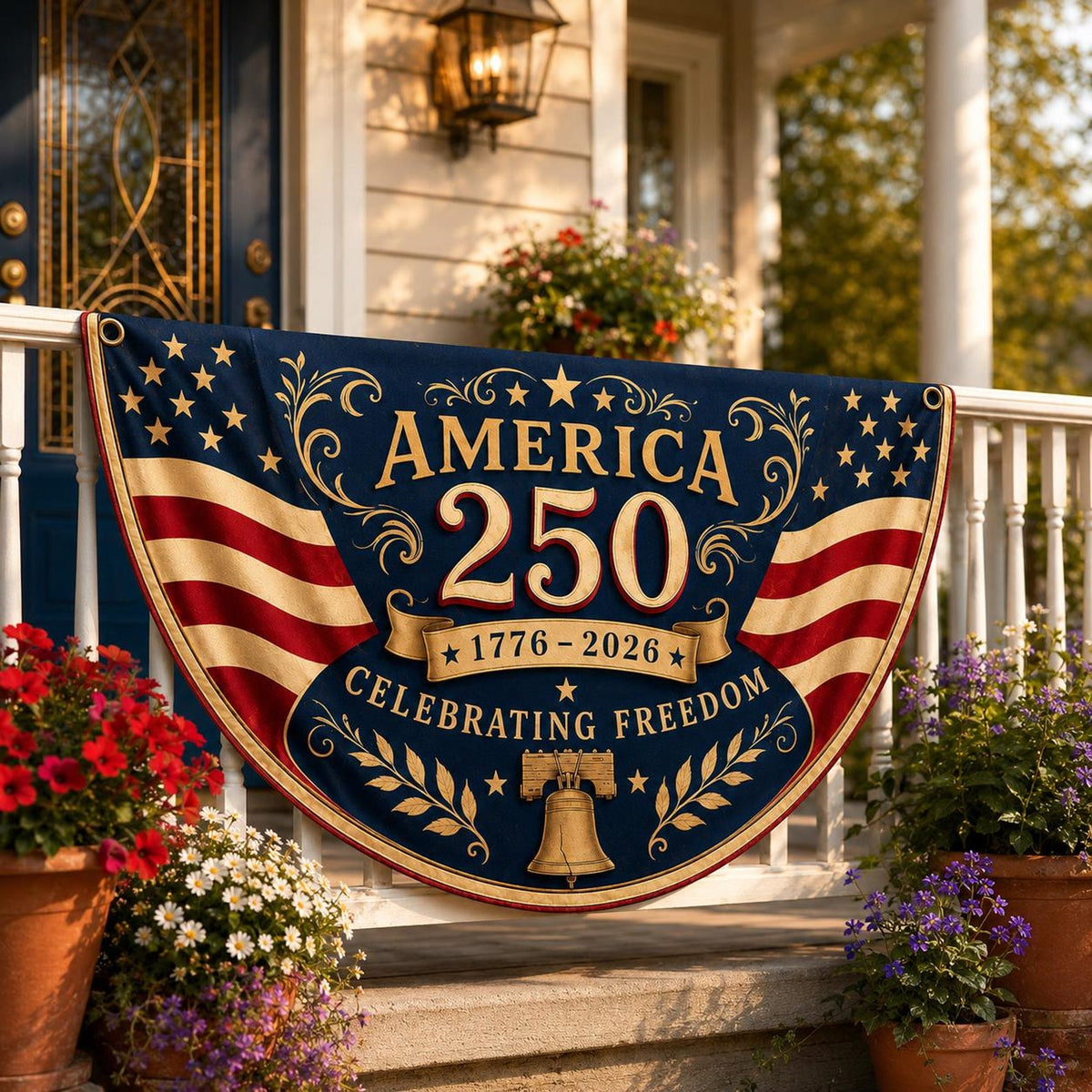 America 250th Anniversary Banner Patriotic Porch Decor Semicircle Bunting Flag Fourth Of July Outdoor Decor Usa 1776 2026 Banner 1781595478059.jpg