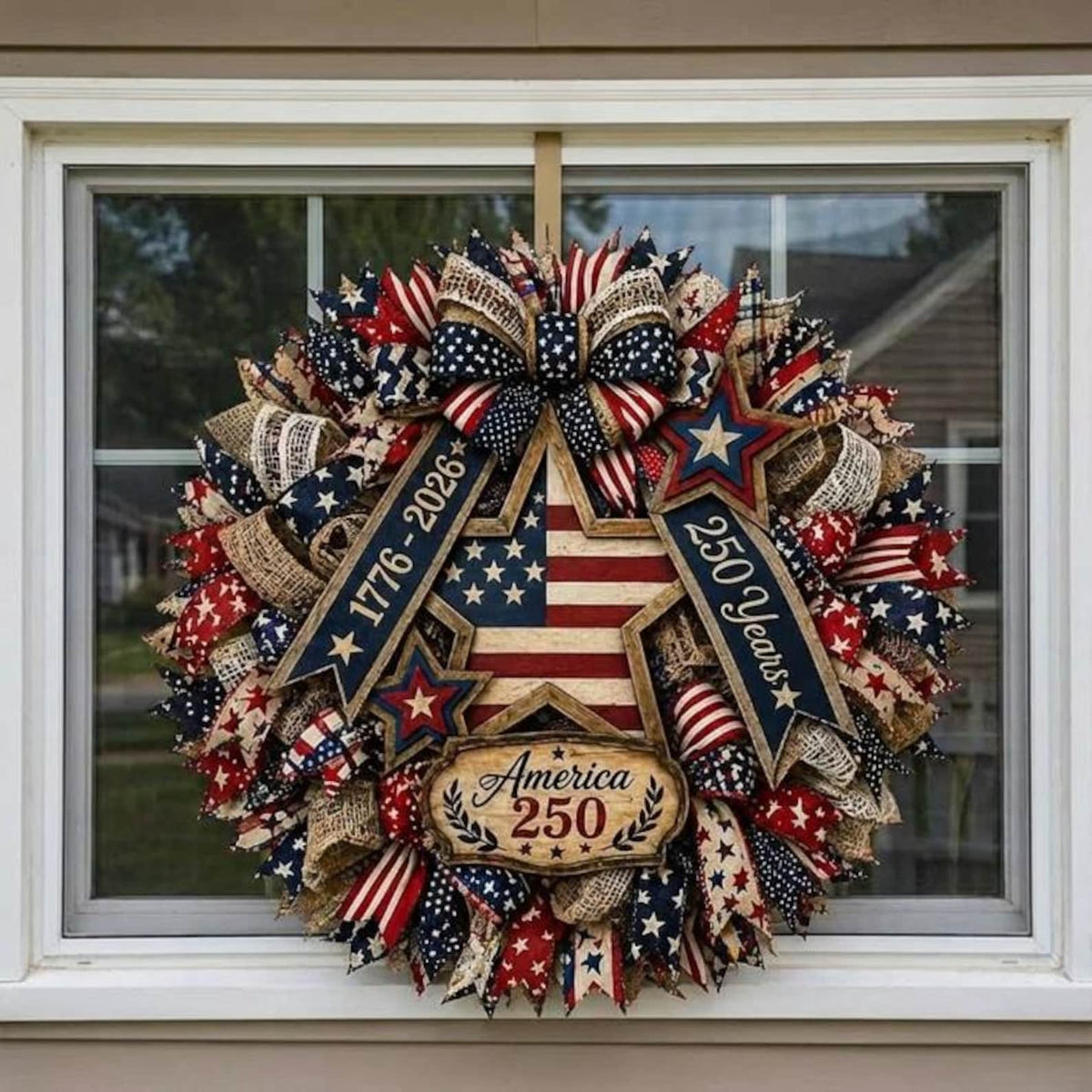 America 250th Years Wooden Wreath Patriotic Eagle Door Sign Plaque Patriotic Eagle Door Sign 1776 2026 Usa Anniversary 2d Printed Product 1781596399556.jpg