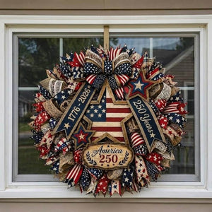 America 250th Years Wooden Wreath Patriotic Eagle Door Sign Plaque Patriotic Eagle Door Sign 1776 2026 Usa Anniversary 2d Printed Product 1781596399556.jpg