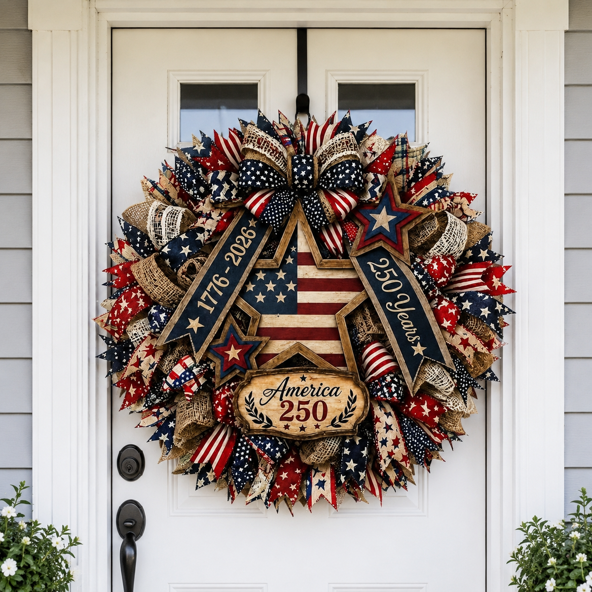 America 250th Years Wooden Wreath Patriotic Eagle Door Sign Plaque Patriotic Eagle Door Sign 1776 2026 Usa Anniversary 2d Printed Product 1781596400180.png