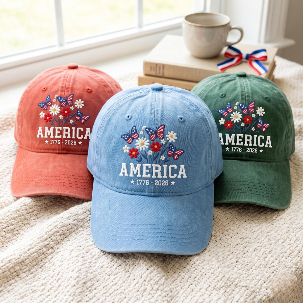 Embroidered Floral America Hat 250th Anniversary 1776 2026 Patriotic Cap 4th Of July Gift 1781596779875.jpg