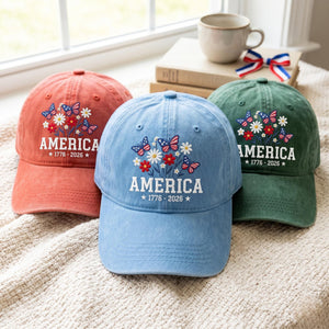 Embroidered Floral America Hat 250th Anniversary 1776 2026 Patriotic Cap 4th Of July Gift 1781596779875.jpg