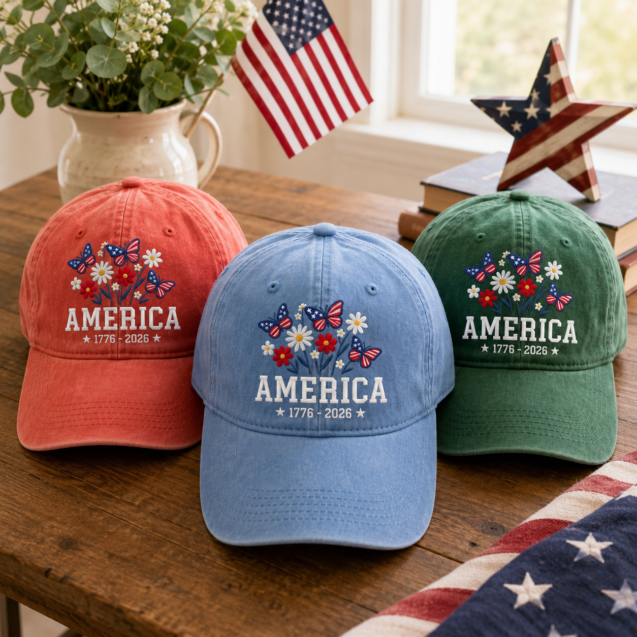Embroidered Floral America Hat 250th Anniversary 1776 2026 Patriotic Cap 4th Of July Gift 1781596780359.png