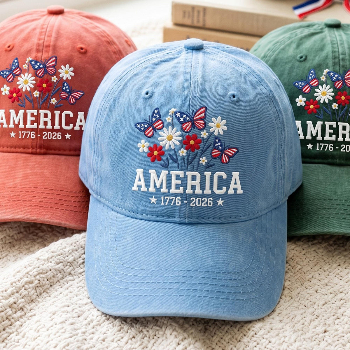 Embroidered Floral America Hat 250th Anniversary 1776 2026 Patriotic Cap 4th Of July Gift 1781596781039.jpg
