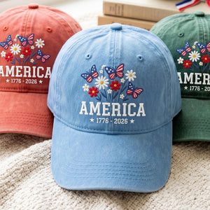 Embroidered Floral America Hat 250th Anniversary 1776 2026 Patriotic Cap 4th Of July Gift 1781596781039.jpg