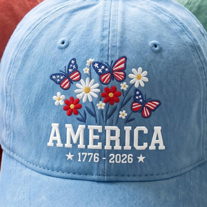 Embroidered Floral America Hat 250th Anniversary 1776 2026 Patriotic Cap 4th Of July Gift 1781596781056.jpg