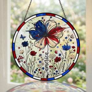 Usa 250 Years Stained Glass Suncatcher Patriotic Floral Acrylic Window Hanging 4th Of July 2026 Decor American Rose Cornflower Gift 1781600156282.jpg