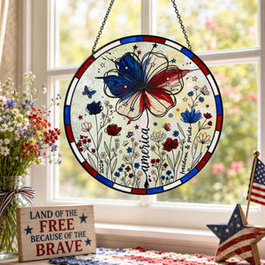 Usa 250 Years Stained Glass Suncatcher Patriotic Floral Acrylic Window Hanging 4th Of July 2026 Decor American Rose Cornflower Gift 1781600156928.jpg