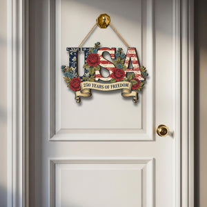 Usa 250th Anniversary Wooden Sign Patriotic Door Hanging Decor American Flag Floral Wall Sign 1781600371242.jpg
