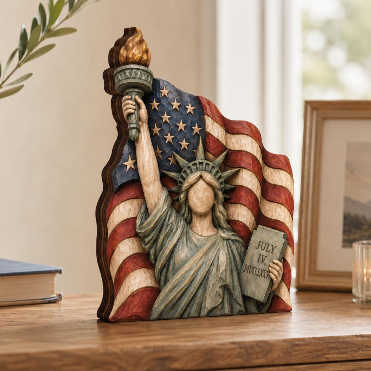 Patriotic Wooden Block Decor Statue Of Liberty Shape Block Fourth Of July Gift Americana Home Shelf Decor For Family And Friends 1781600789274.png