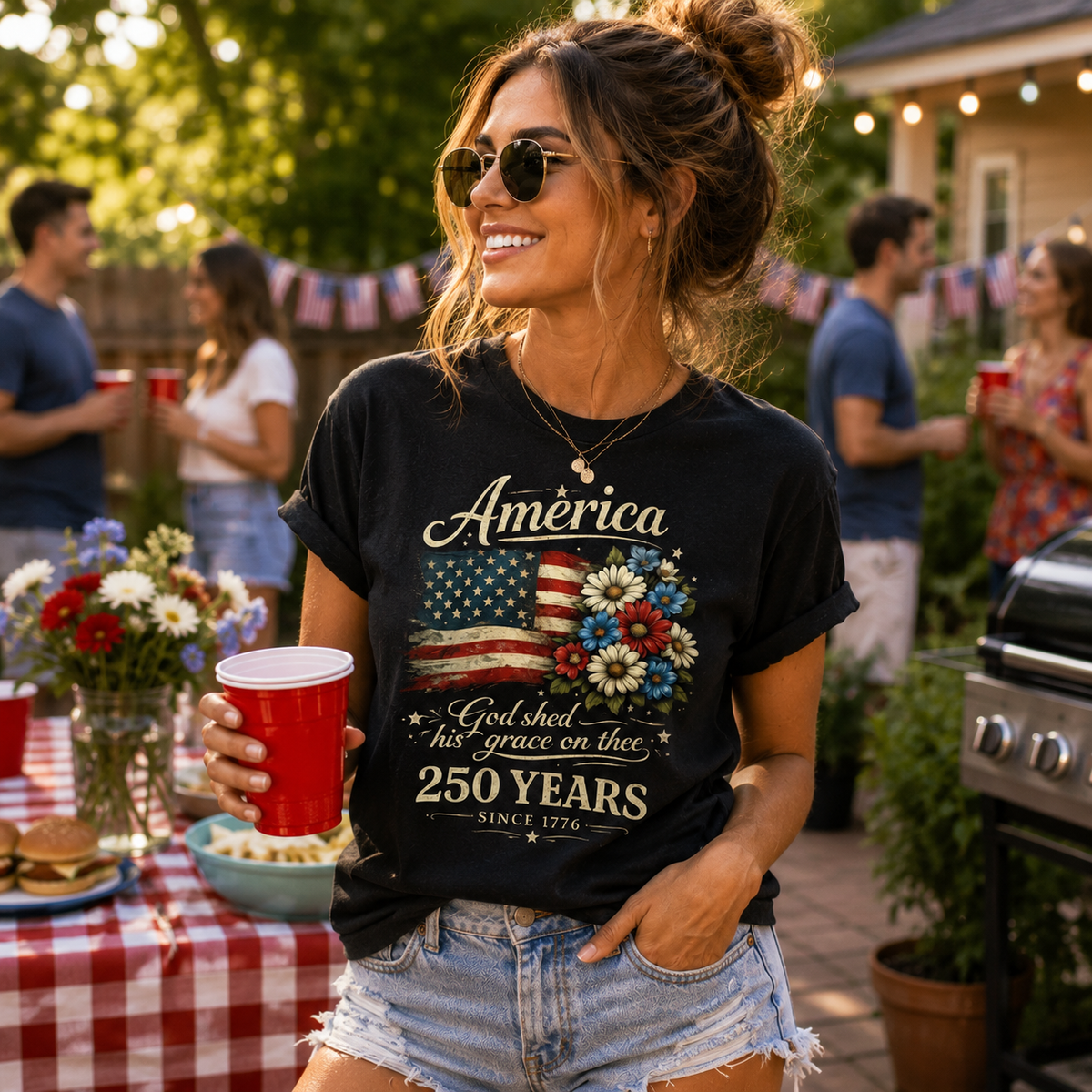 America 250 Years Flag Floral Graphic Tshirt Celebrate 250th Anniversary Tee Patriot Gifted Shirt 4th Of July Patriotism Top Usa Outfiy 1781604348332.png