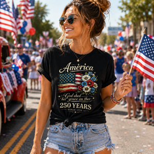 America 250 Years Flag Floral Graphic Tshirt Celebrate 250th Anniversary Tee Patriot Gifted Shirt 4th Of July Patriotism Top Usa Outfiy 1781604349150.png