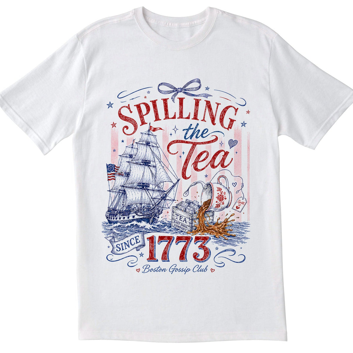 Patriotic Bow Coquette Shirt Spilling The Tea Since 1773 Tee Vintage Usa Celebration Shirt 1781680142156.jpg