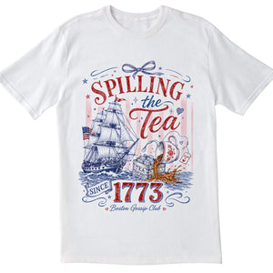 Patriotic Bow Coquette Shirt Spilling The Tea Since 1773 Tee Vintage Usa Celebration Shirt 1781680142156.jpg