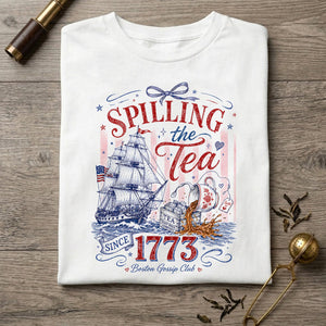 Patriotic Bow Coquette Shirt Spilling The Tea Since 1773 Tee Vintage Usa Celebration Shirt 1781680142336.jpg