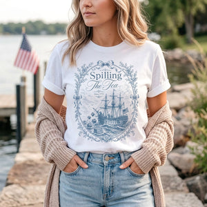 Blue Toile Spilling The Tea Since 1773 Shirt Vintage Patriotic Tee America 250th Anniversary Shirt Boston Tea Party Tee 1781680555877.jpg